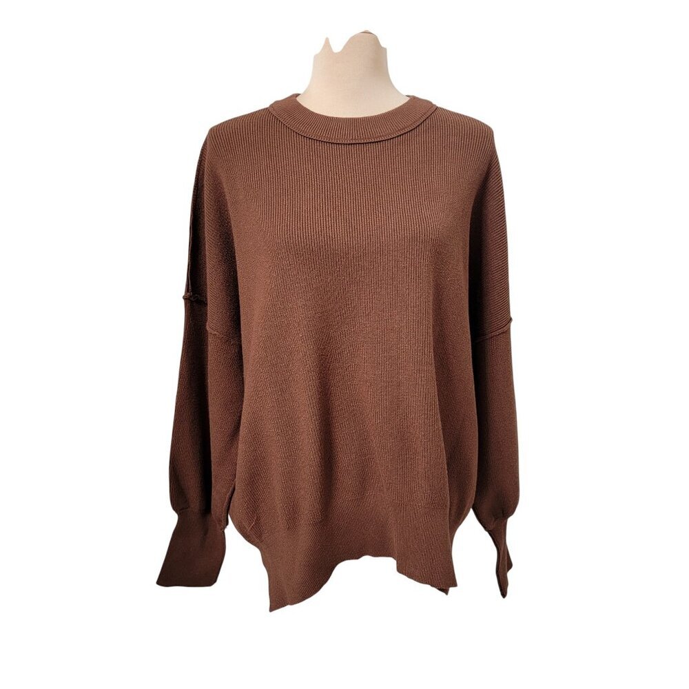 Efan Size L Chocolate Brown Oversized Drop Shoulder Sweater, Exc. Used Cond.